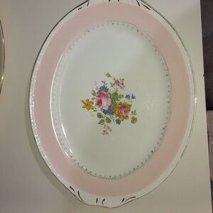 Vintage Oval pink rose serving platter Homer Laughlin